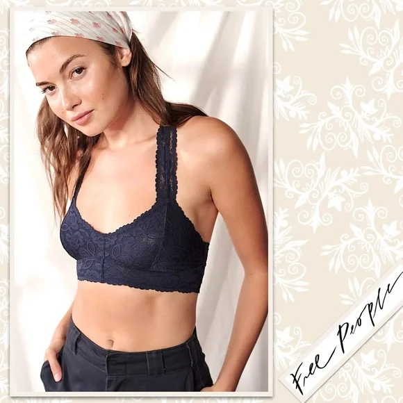 Free People Galloon Lace Raceback Bralette in Black - Picture 3 of 13